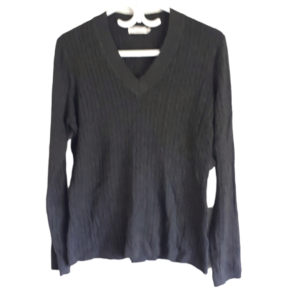 Cable Knit V-Neck Sweater - Picture 1 of 7